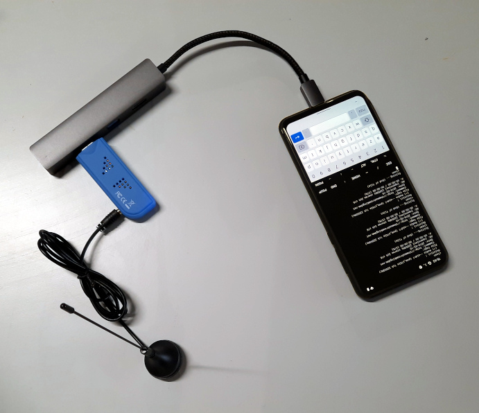 balise smartphone, clé RTL-SDR, antenne